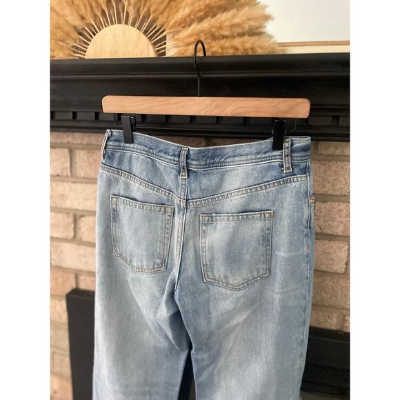 Free People Maggie Ripped Crop Baggy Jeans Size 26 Busted Knee Distressed - Picture 9 of 10